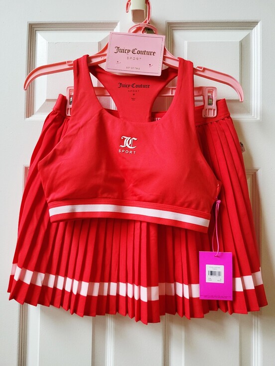 Juicy Couture Dresses & Skirts - Juicy Couture Sport 2-Pc Red Set Pleated Skort & Bra Size M Tennis & Activewear